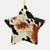 Schwarzer Creme Brown Cowhide Keramik Ornament (Vorne)