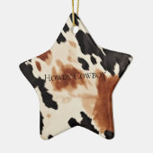 Schwarzer Creme Brown Cowhide Keramik Ornament (Links)