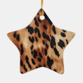 Schwarzer Creme Brown Cowhide Keramik Ornament (Hinten)