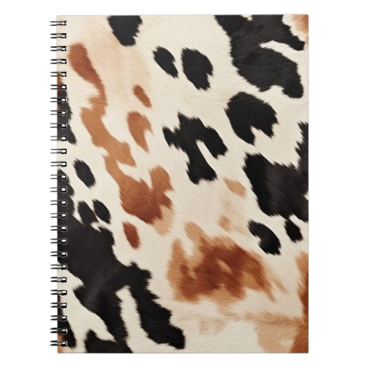 Schwarzer Creme Brown Cowhide Notizblock (Vorderseite)