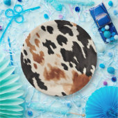 Schwarzer Creme Brown Cowhide Pappteller (Party)