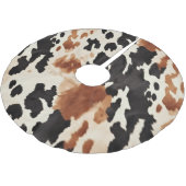 Schwarzer Creme Brown Cowhide Polyester Weihnachtsbaumdecke (Schrägansicht)