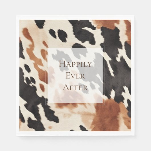 Schwarzer Creme Brown Cowhide Serviette (Vorderseite)