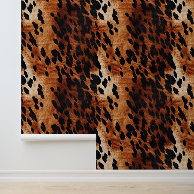 Schwarzer Creme Brown Cowhide Tapete (Anwendung)