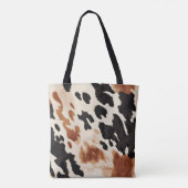 Schwarzer Creme Brown Cowhide Tasche (Rückseite)