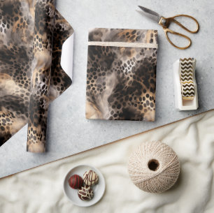 Schwarzer Creme-Leoparden-Tier-Geburtstag Geschenkpapier
