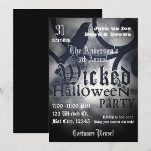Schwarzer Crow-Bird-Halloween-Party Einladung