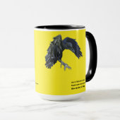 Schwarzer Crow & Haiku-Illustration Tasse (VorderseiteRechts)