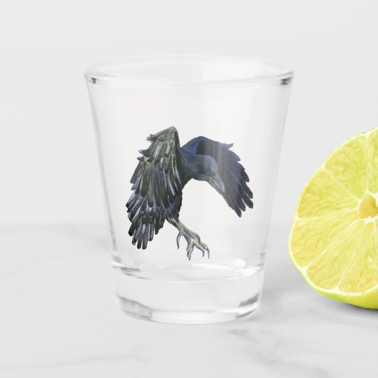 Schwarzer Crow-Meister der Zeitdarstellung Schnapsglas (Vorderseite)