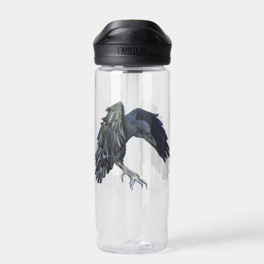 Schwarzer Crow-Meister der Zeitdarstellung Trinkflasche (Rückseite)