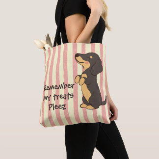 Schwarzer Dachshund bettelt um Leckerlis Rosa Stre Tasche