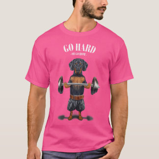 Schwarzer Dachshund-Hund Muskel-Training Gewichthe T-Shirt