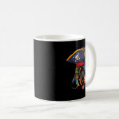 Schwarzer Dachshund-Pirat lustiger Halloween-Wiene Kaffeetasse (VorderseiteRechts)