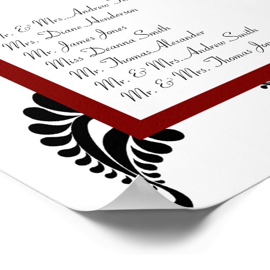 Schwarzer Damaselmaroon oder Farbsiegeldiagramm Poster (Ecke)
