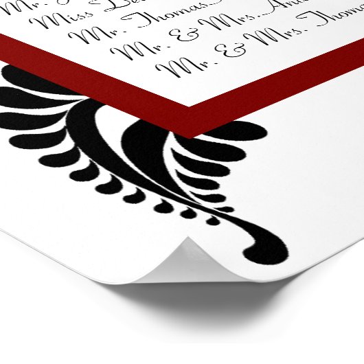 Schwarzer Damaselmaroon oder Farbsiegeldiagramm Poster (Ecke)