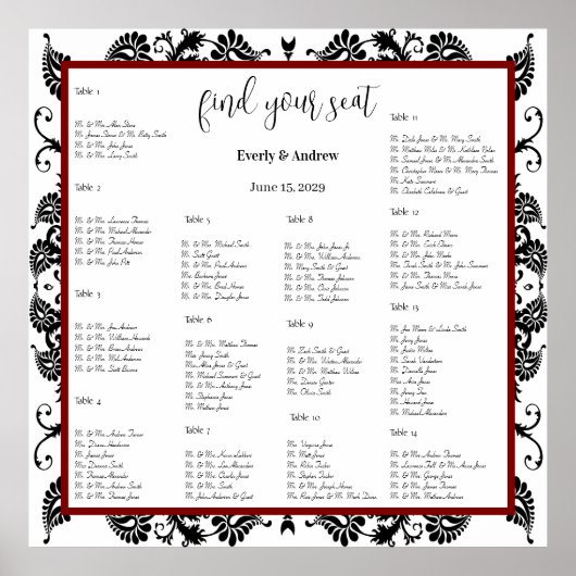 Schwarzer Damaselmaroon oder Farbsiegeldiagramm Poster (Vorne)