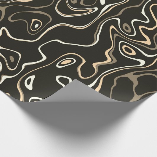 Schwarzer Damaskus abstrakte Wirbel cooles Muster Geschenkpapier (Ecke)