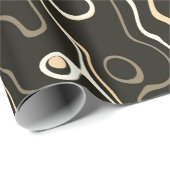 Schwarzer Damaskus abstrakte Wirbel cooles Muster Geschenkpapier (Rolleneckpunkt)