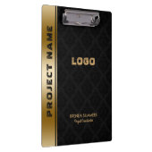 Schwarzer Damaskus Muster Gold Stripe Akzent Klemmbrett (Rechts)