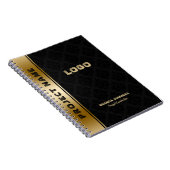 Schwarzer Damaskus Muster Gold Stripe Akzent Notizblock (Rechte Seite)