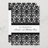 Schwarzer Damast-35. Geburtstags-Party Einladungen (Vorne/Hinten)