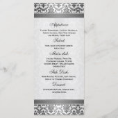 Schwarzer Damast auf dem silbergrauen Menü Menükarte (Rückseite)