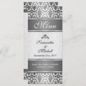 Schwarzer Damast auf dem silbergrauen Menü Menükarte (Vorne/Hinten)