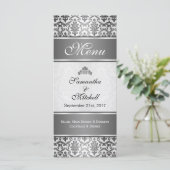 Schwarzer Damast auf dem silbergrauen Menü Menükarte (Stehend Vorderseite)