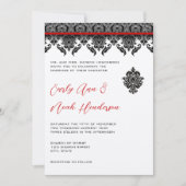 Schwarzer Damast auf der Einladung zur Hochzeit vo (Vorderseite)