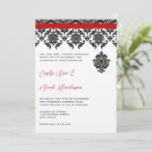 Schwarzer Damast auf der Einladung zur Hochzeit vo (Stehend Vorderseite)