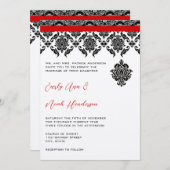 Schwarzer Damast auf der Einladung zur Hochzeit vo (Vorne/Hinten)