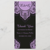 Schwarzer Damast auf der lila lila Menu Rack Card Menükarte (Rückseite)