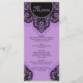 Schwarzer Damast auf der lila lila Menu Rack Card Menükarte (Vorderseite)