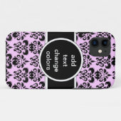 schwarzer Damast auf jeder Farbe Case-Mate iPhone Hülle (Rückseite (Horizontal))