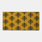 Schwarzer Damast auf Senfgelb Schreibtischunterlage (Vorderseite)
