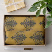 Schwarzer Damast auf Senfgelb Seidenpapier (Geschenk)
