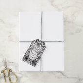 Schwarzer Damast auf Silbergraue Hochzeit Danke Geschenkanhänger (Mit Garn)