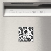 Schwarzer Damast auf Weiß Magnet (In Situ (Geschirrspüler))