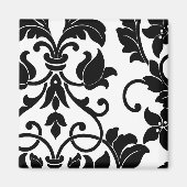 Schwarzer Damast auf Weiß Magnet (Vorne)