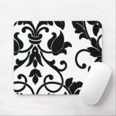 Schwarzer Damast auf Weiß Mousepad (Mit Mouse)