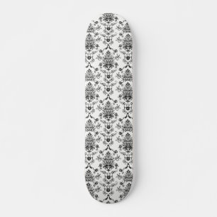 Schwarzer Damast auf Weiß Skateboard