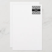 Schwarzer Damast Briefpapier (Vorne/Hinten)