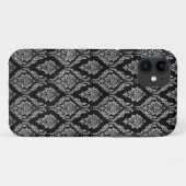 Schwarzer Damast Case-Mate iPhone Hülle (Rückseite (Horizontal))