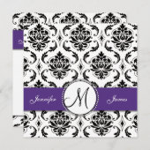 Schwarzer Damast Dunkle Lila Hochzeitseinladungen Einladung (Vorne/Hinten)