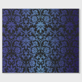 Schwarzer Damast-Entwurf | dunkelblau Geschenkpapier (Flach)
