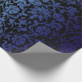 Schwarzer Damast-Entwurf | dunkelblau Geschenkpapier (Ecke)