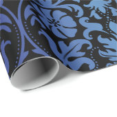 Schwarzer Damast-Entwurf | dunkelblau Geschenkpapier (Rolleneckpunkt)