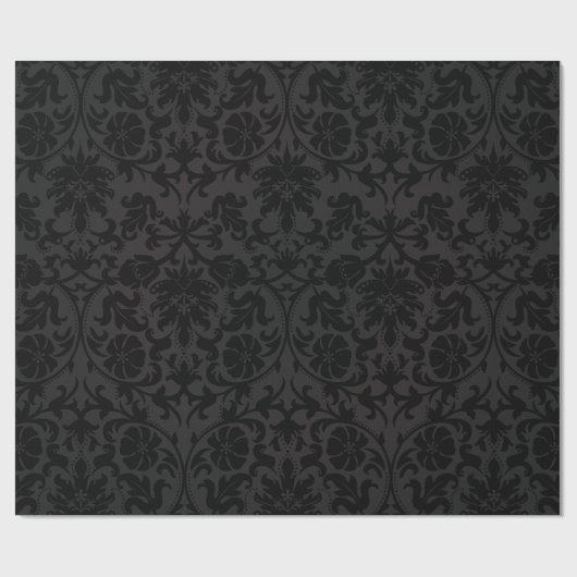 Schwarzer Damast-Entwurf Geschenkpapier (Flach)