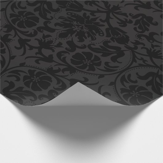 Schwarzer Damast-Entwurf Geschenkpapier (Ecke)