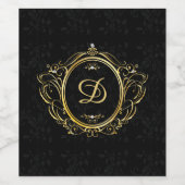 Schwarzer Damast-Hintergrund Weinetikett (Einzelnes Label)